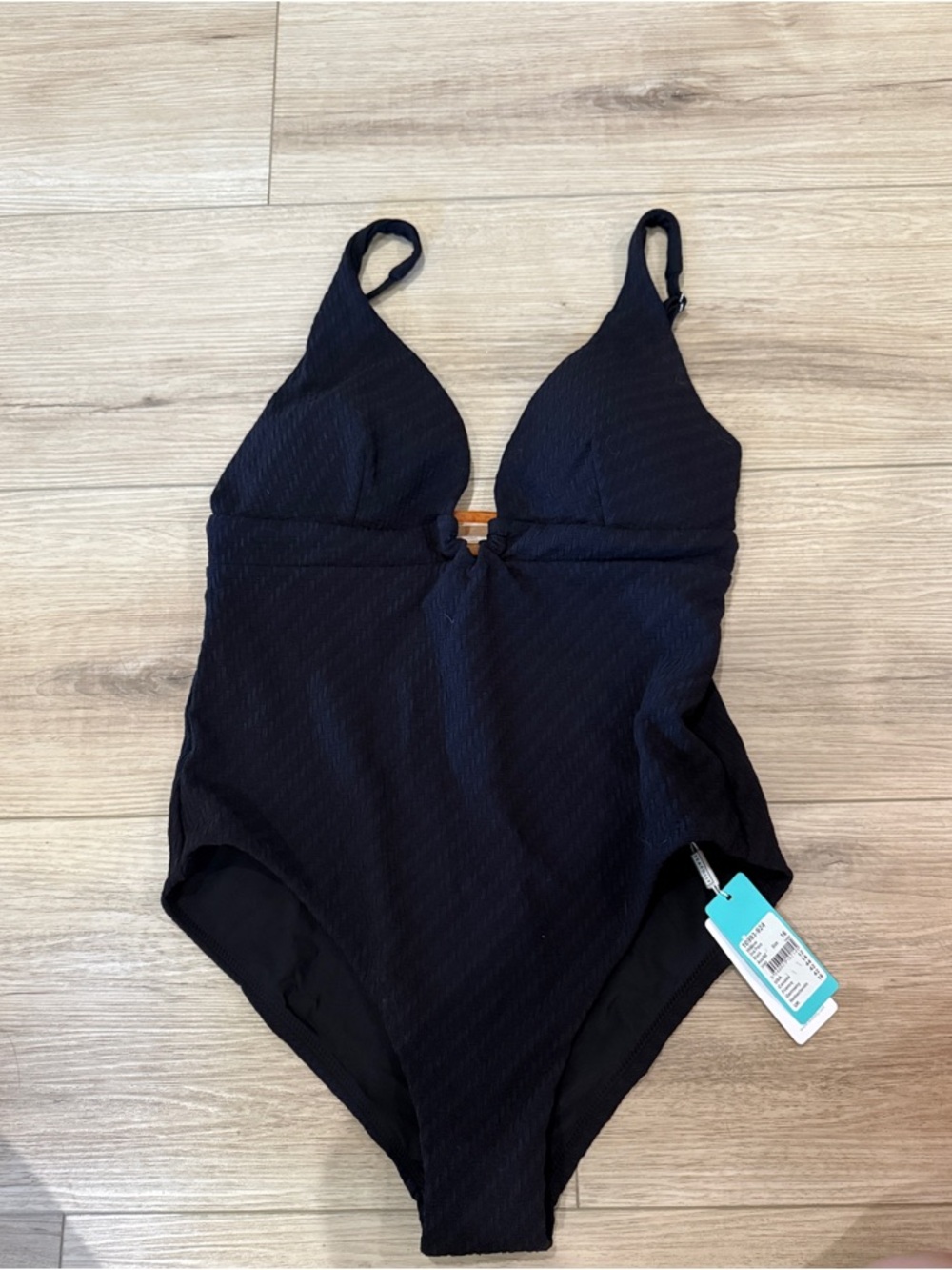 Seafolly Black One-Piece Swimsuit with Textured Detail